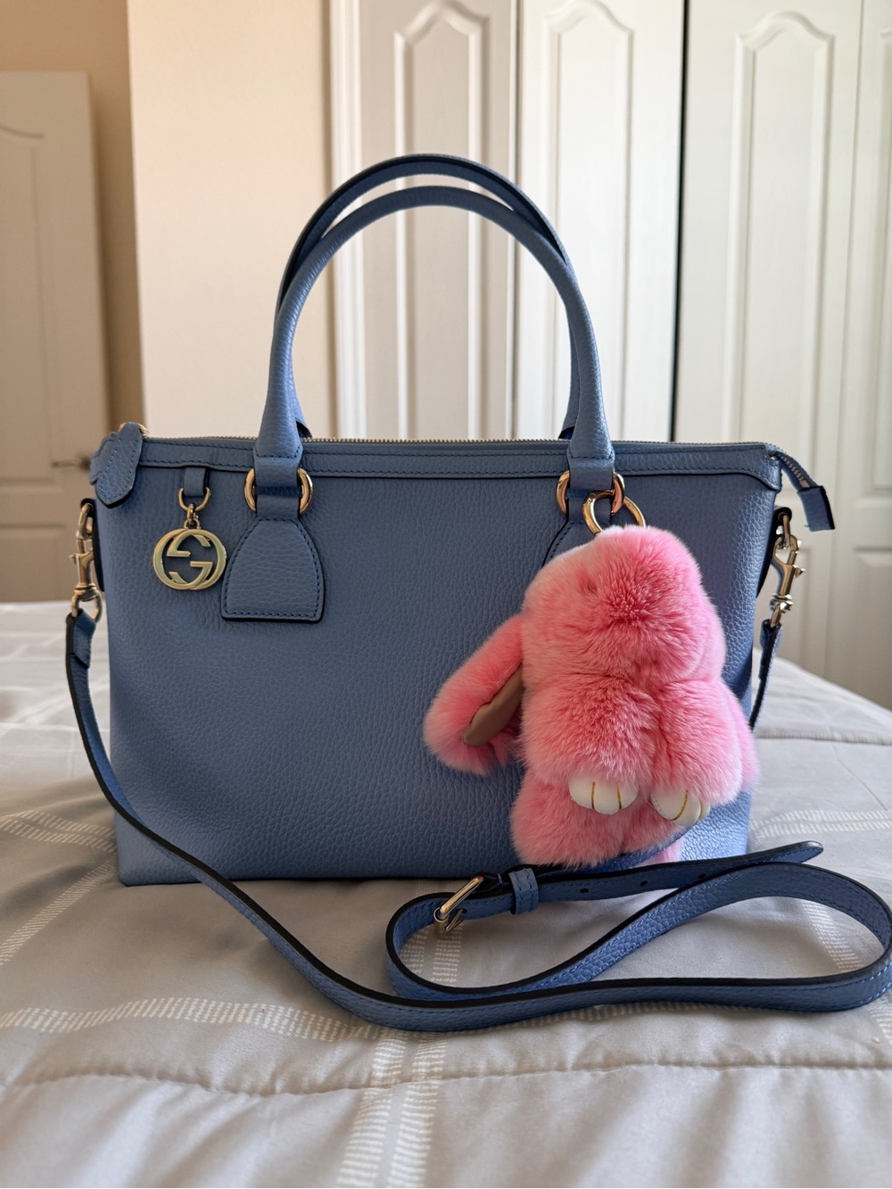 Gucci Light Blue Leather Top-Handle Satchel